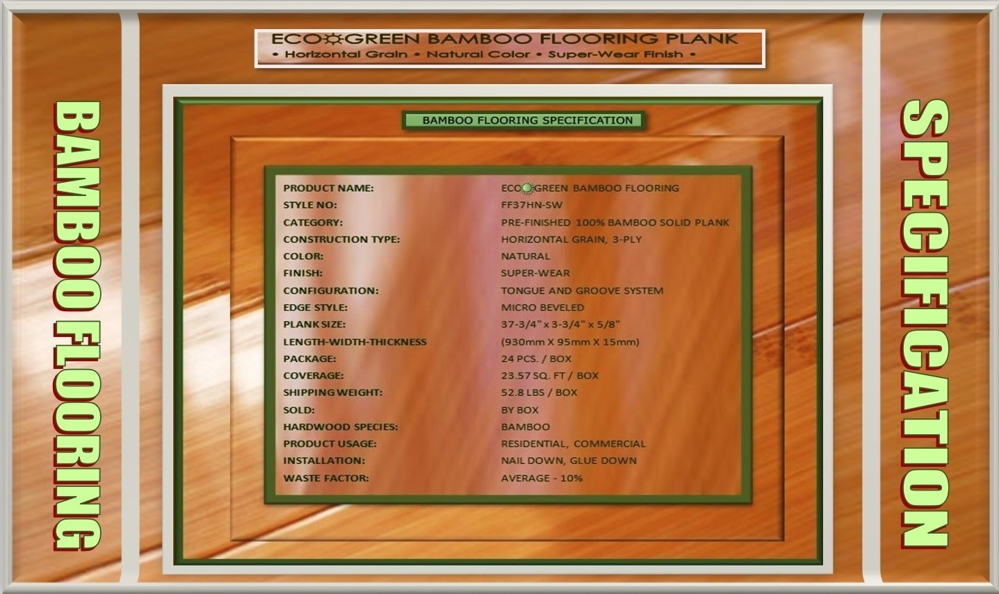 Floor Fantasy Bamboo Flooring Product Preview - Horizontal, Natural, Super-Wear