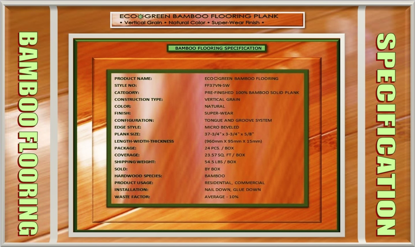 Floor Fantasy Bamboo Flooring Product Preview - Vertical, Natural, Super-Wear